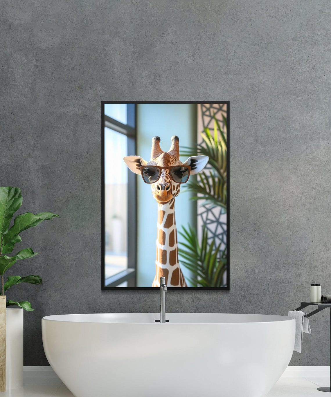 Cool Giraffe Wearing Sunglasses Colorful Safari Photography Poster - Image 3