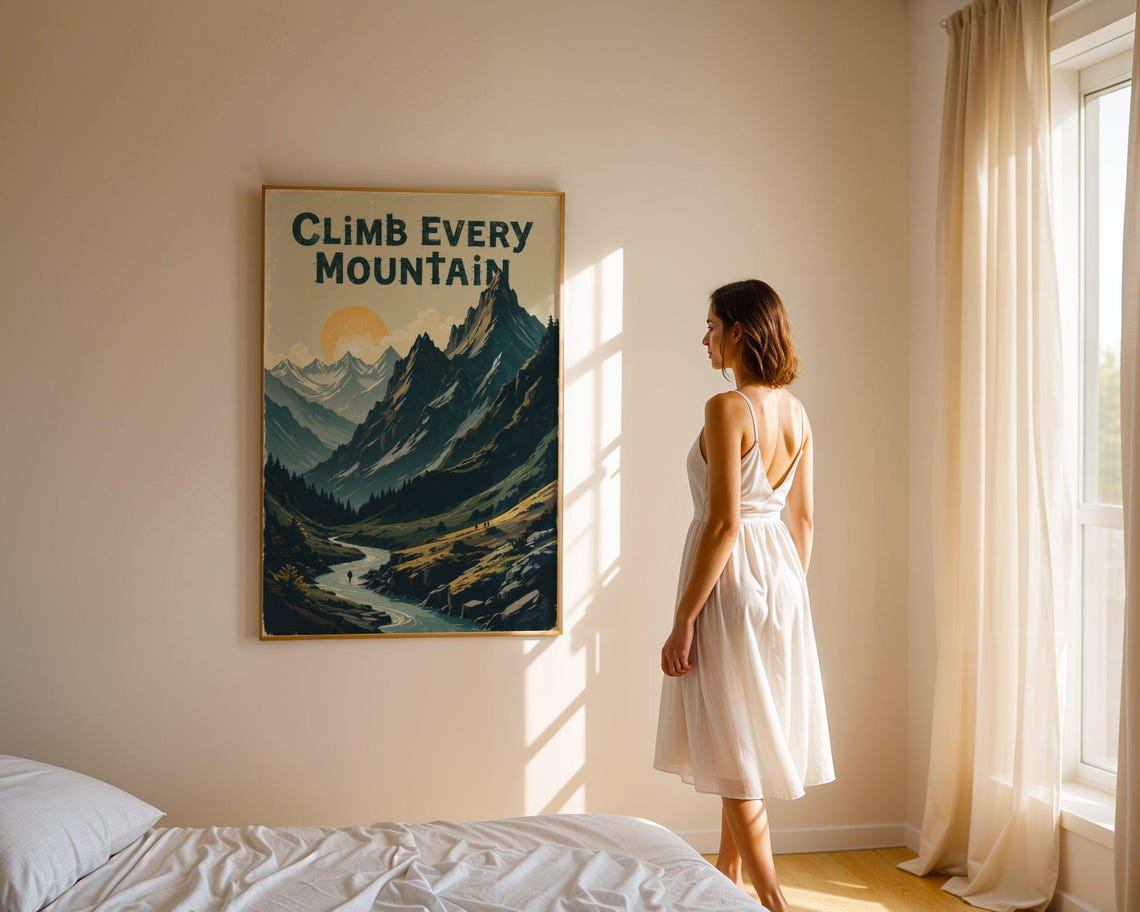 Adventure Mountain Art Print Motivational Wall Art Poster Inspirational Mountain Landscape Print Hiking Wall Decor - Image 5