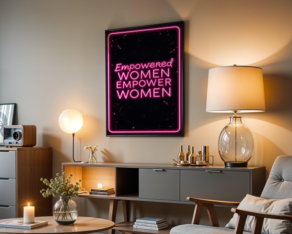 Empowered Women Empower Women Hot Pink Neon Sign Quote Poster - Image 4
