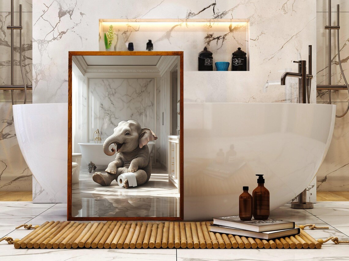 Adorable Baby Elephant Playing With a Roll of Toilet Paper Poster - Image 5