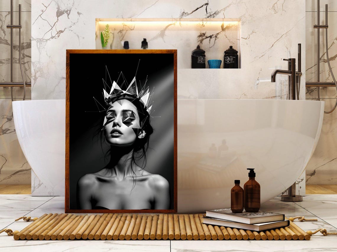 Abstract Geometric Woman Wall Art Black And White Modern Home Decor Contemporary Art Print Unique Artistic Gift For Living Room - Image 4