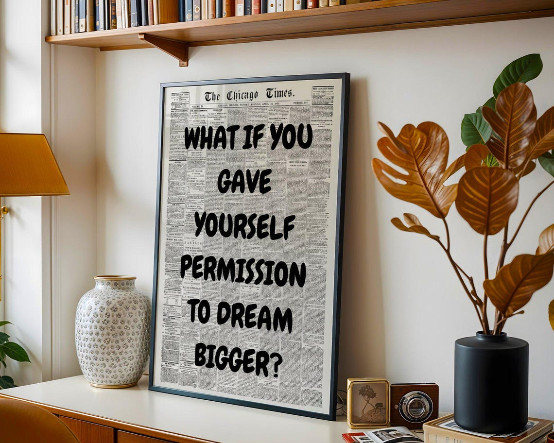 What If You Gave Yourself Permission To Dream Bigger Black Poster - Image 2