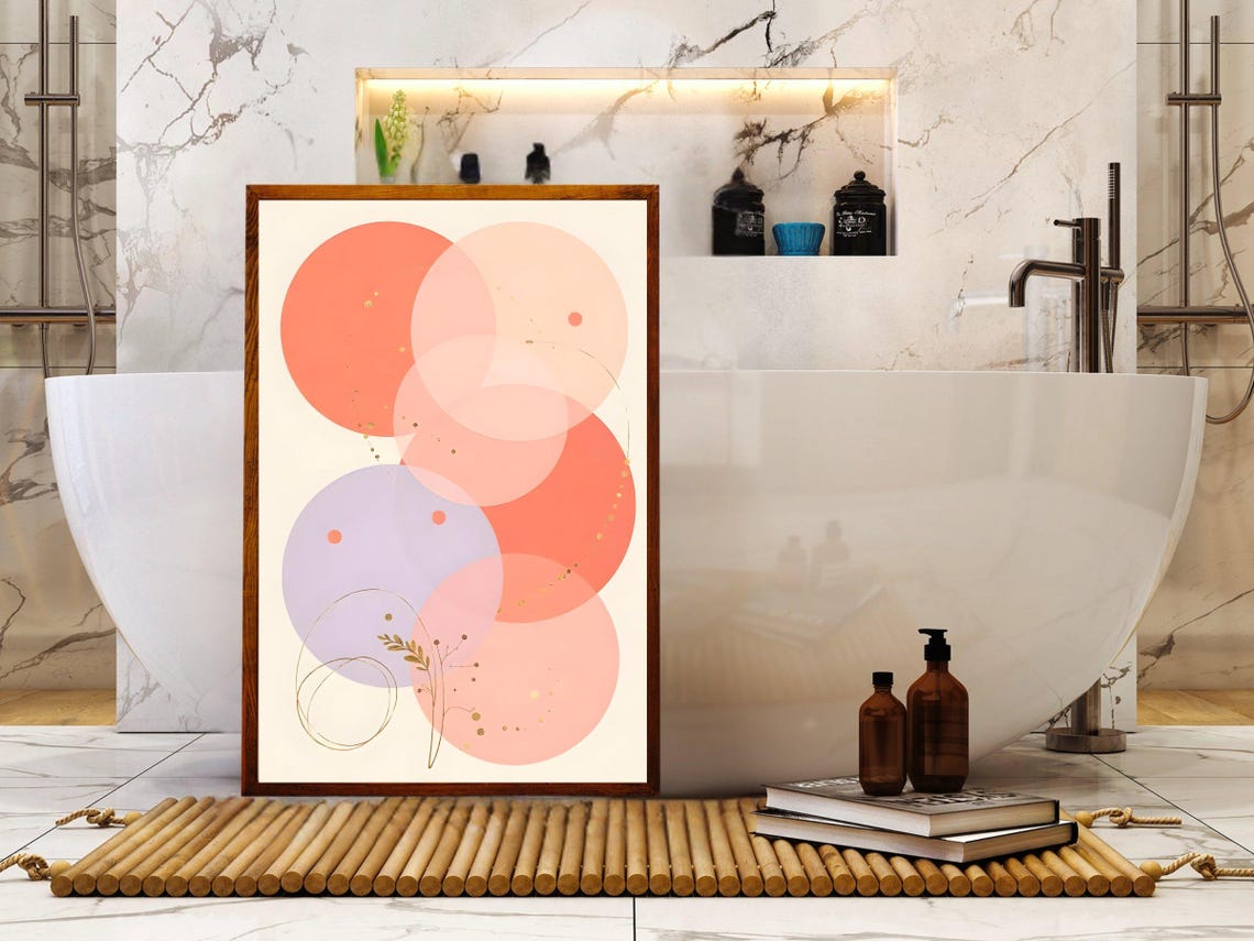Abstract Geometric Circles Art Print Modern Wall Art Preppy Wall Art Minimalist Home Decor Unique Abstract Wall Decor - Image 2