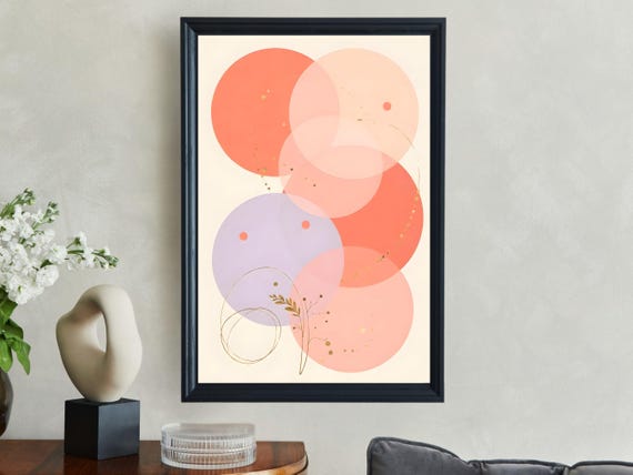Abstract Geometric Circles Art Print Modern Wall Art Preppy Wall Art Minimalist Home Decor Unique Abstract Wall Decor