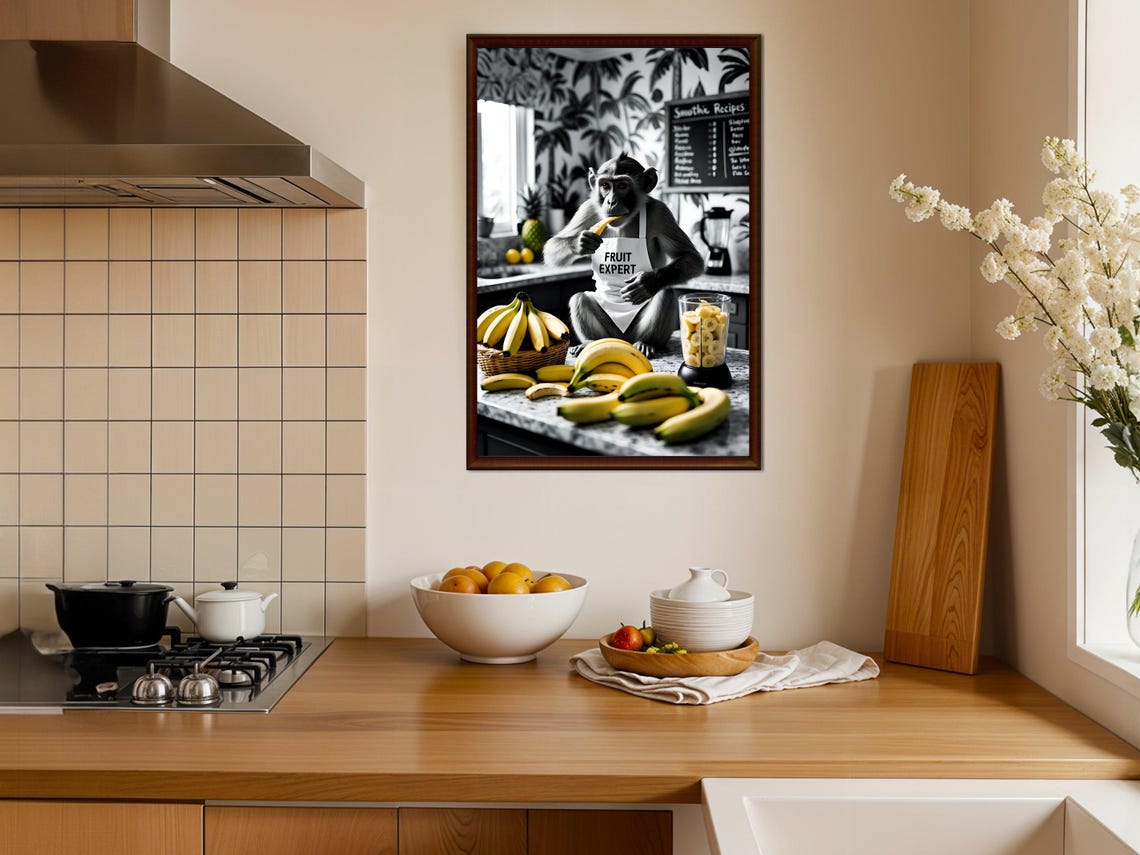 Monkey Fruit Expert Banana Smoothie Funny Animal Kitchen Poster - Image 4