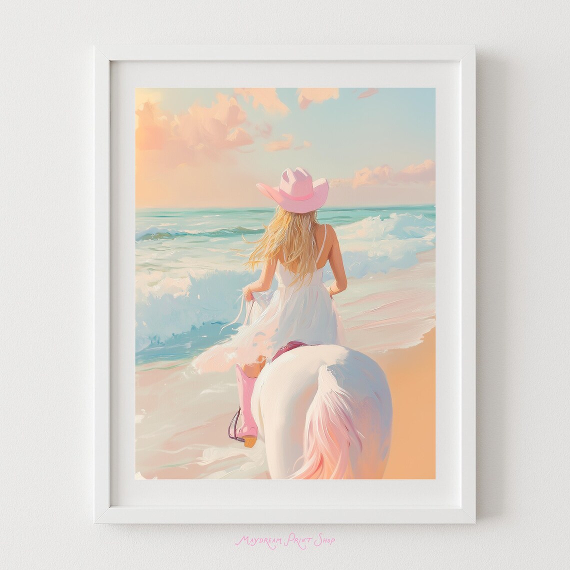 Coastal Cowgirl Pink Hat And Boots Horse Poster