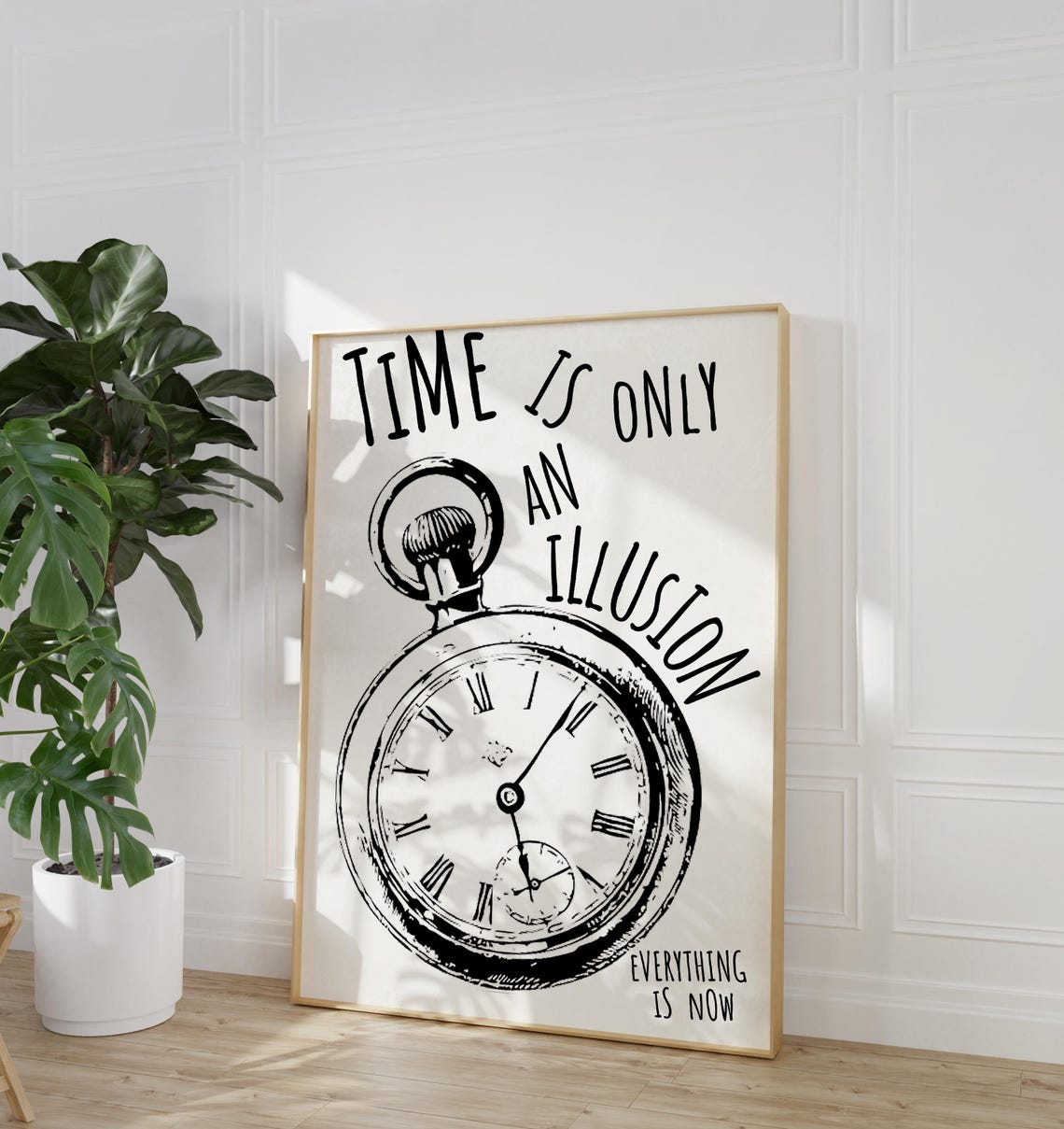 Time is Only an Illusion Print Pocket Watch Sketch Quote Wall Art - Image 2