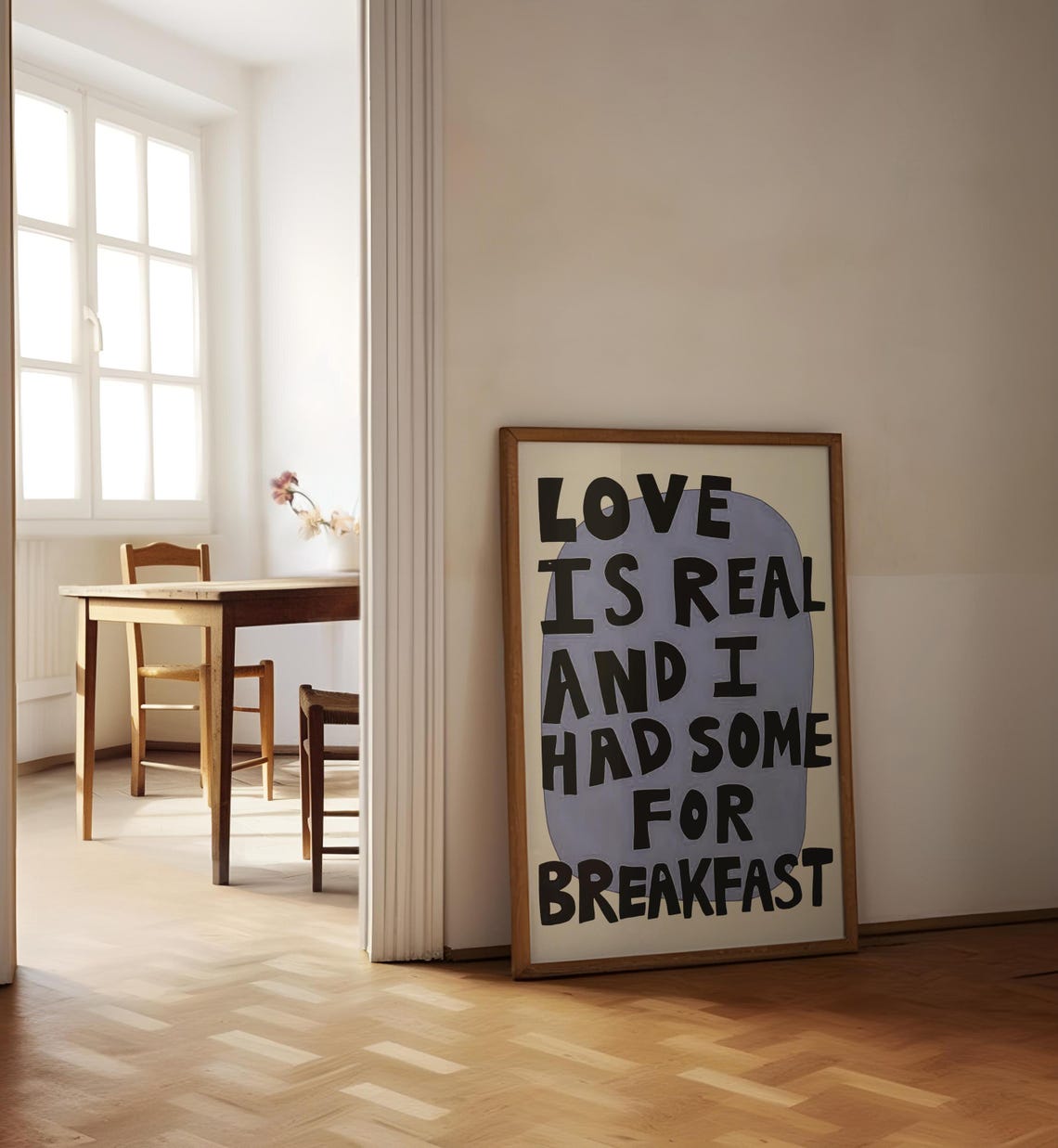 Love Is Real Love Poster Breakfast Nook Love Wall Art Typography Love Print Cute Kitchen Print - Image 2