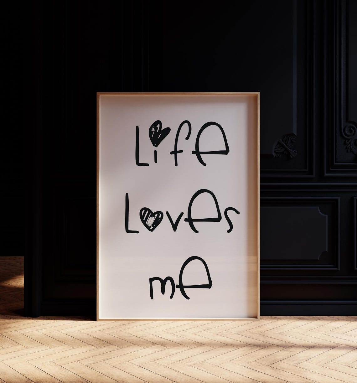 Life Loves Me Hand Lettered Heart Self Love Affirmation Wall Art - Image 2