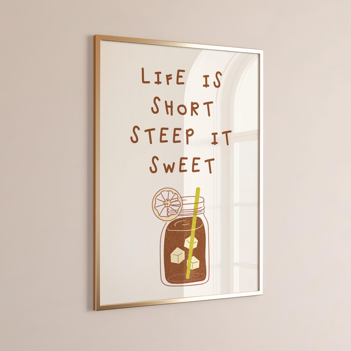 Life Is Short Steep It Sweet Mason Jar Tea Kitchen Quote Wall Art - Image 2
