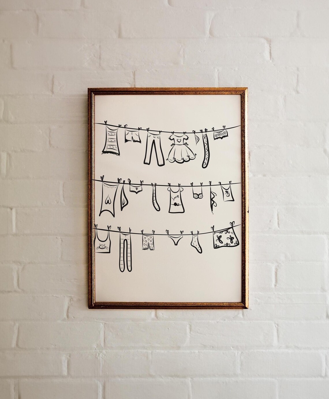 Clothesline Minimalist Line Art, Laundry Room Print - Image 2