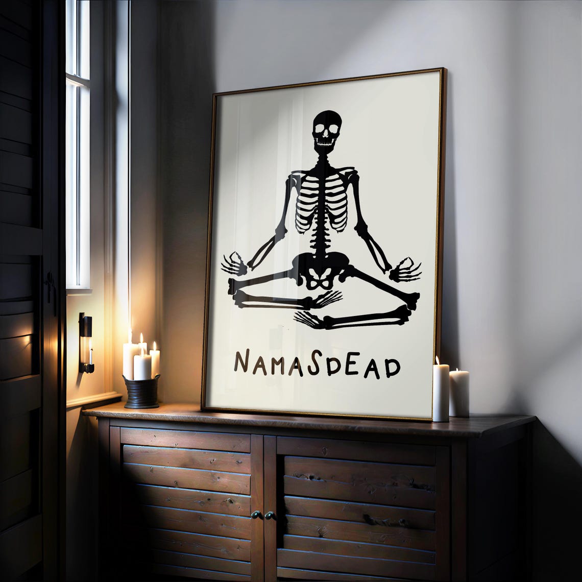 Namasdead Meditating Skeleton Yoga Pose Funny Halloween Poster - Image 2