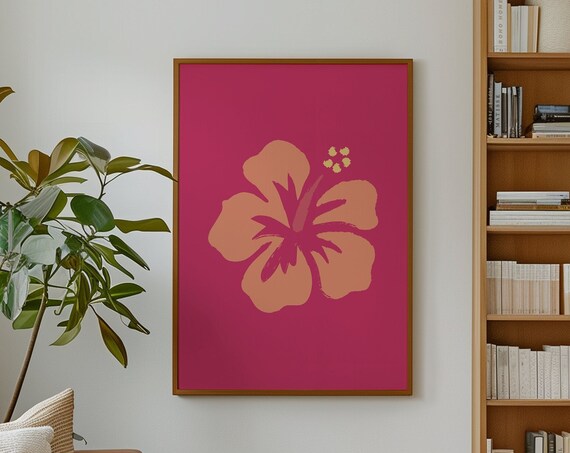 Hibiscus Flower Poster Boho Minimalist Prints Modern Art Bohominimalistdecor Hawaiian Art File