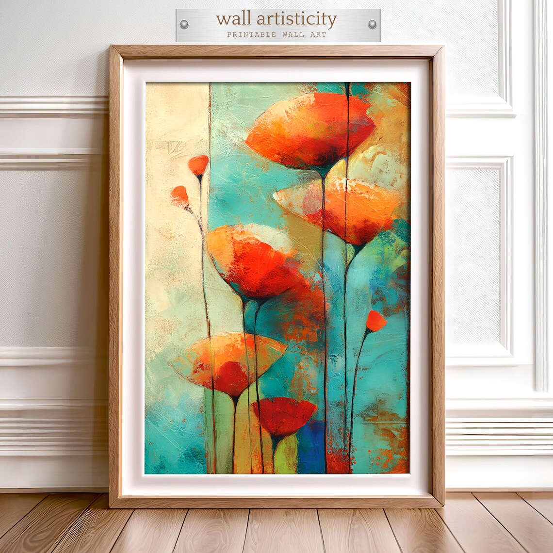 Abstract Orange Poppy, Modern Floral Poster