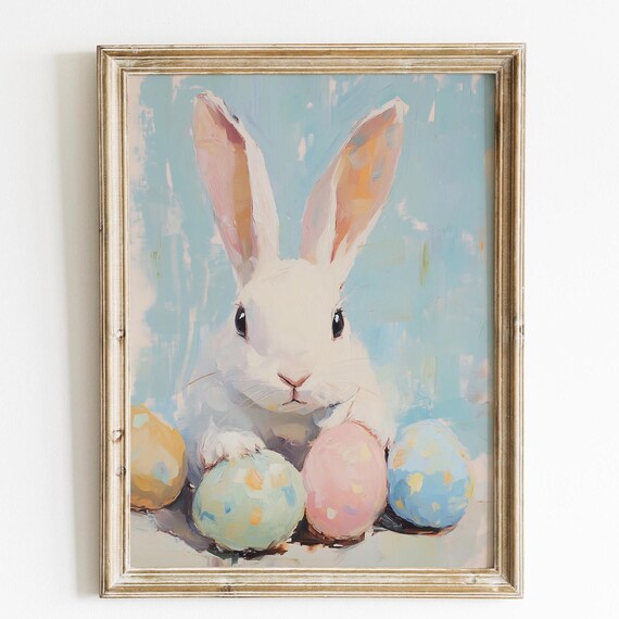 Easter Bunny Print, Spring Rabbit Farmhouse Decor