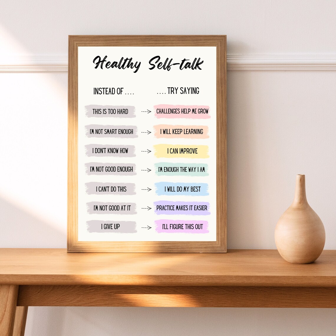 Growth Mindset Self Talk Boho Classroom Decor Poster - Image 3
