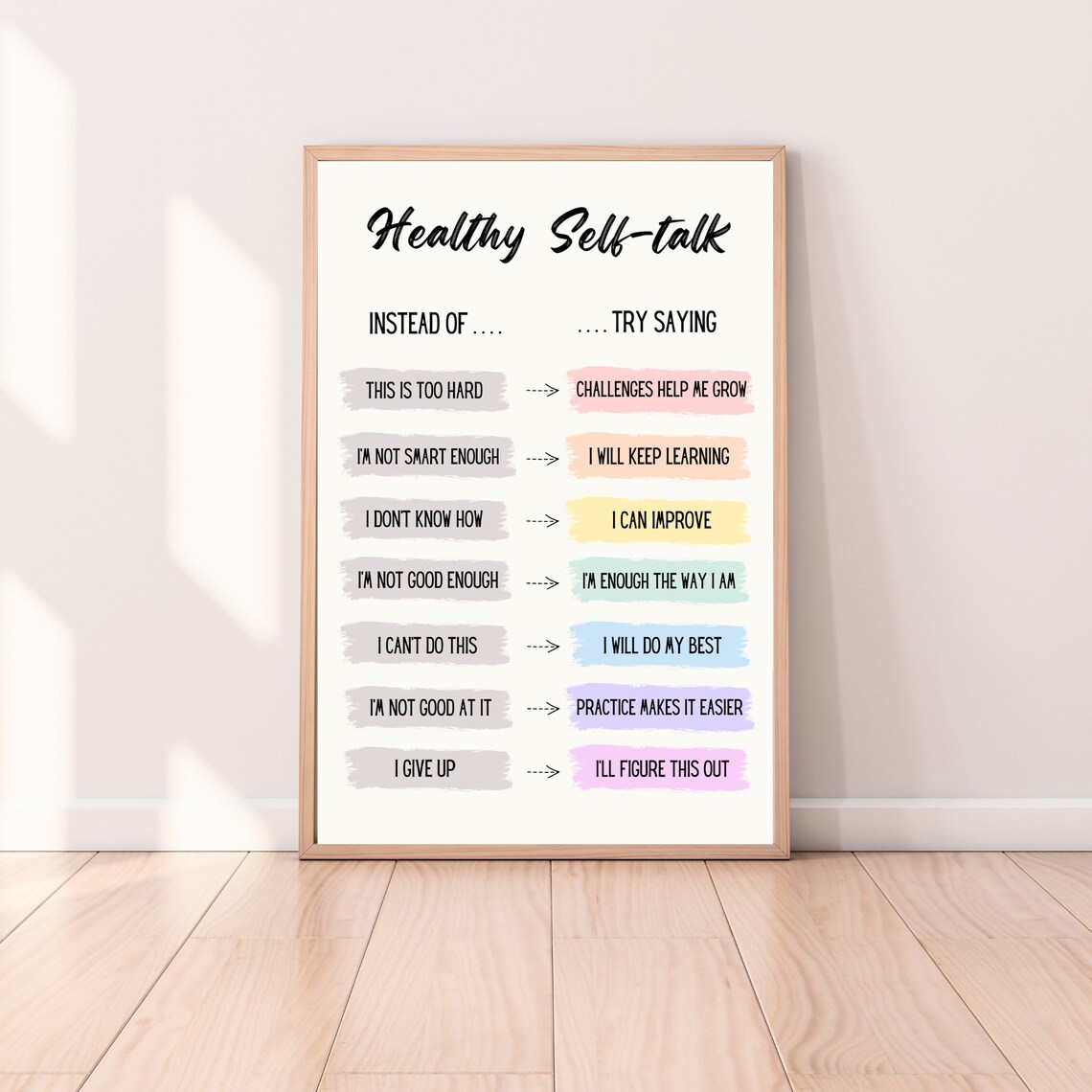 Growth Mindset Self Talk Boho Classroom Decor Poster - Image 4
