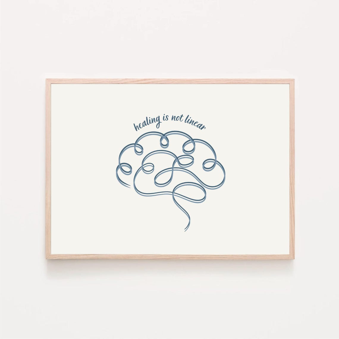 Healing Is Not Linear Brain Line Art Mental Health Awareness Poster