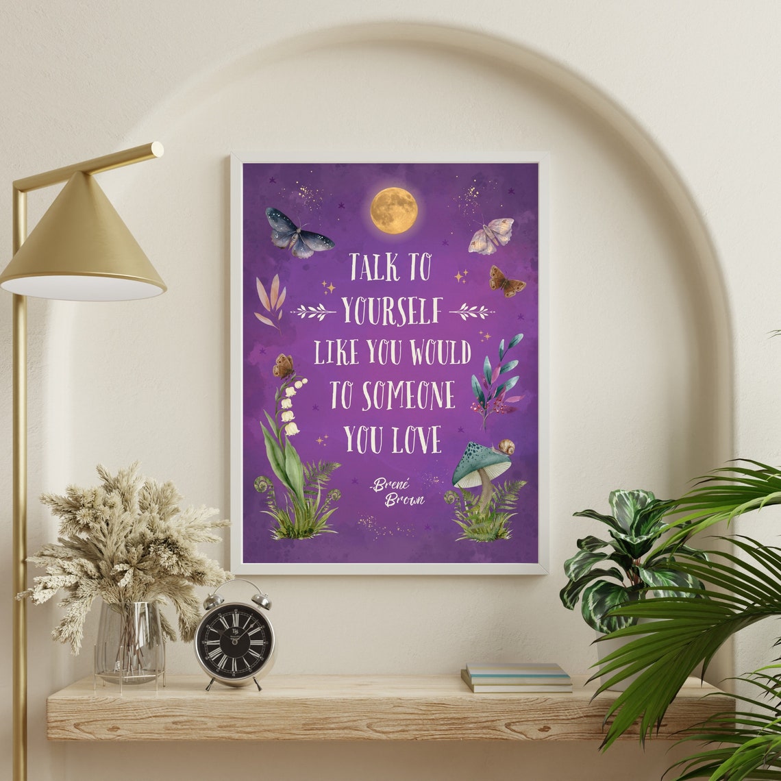 Brene Brown Talk To Yourself Like You Love Purple Moon Wall Poster - Image 5