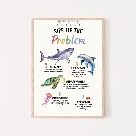 Size of the Problem Chart Sea Animals Emotional Regulation Kids Poster