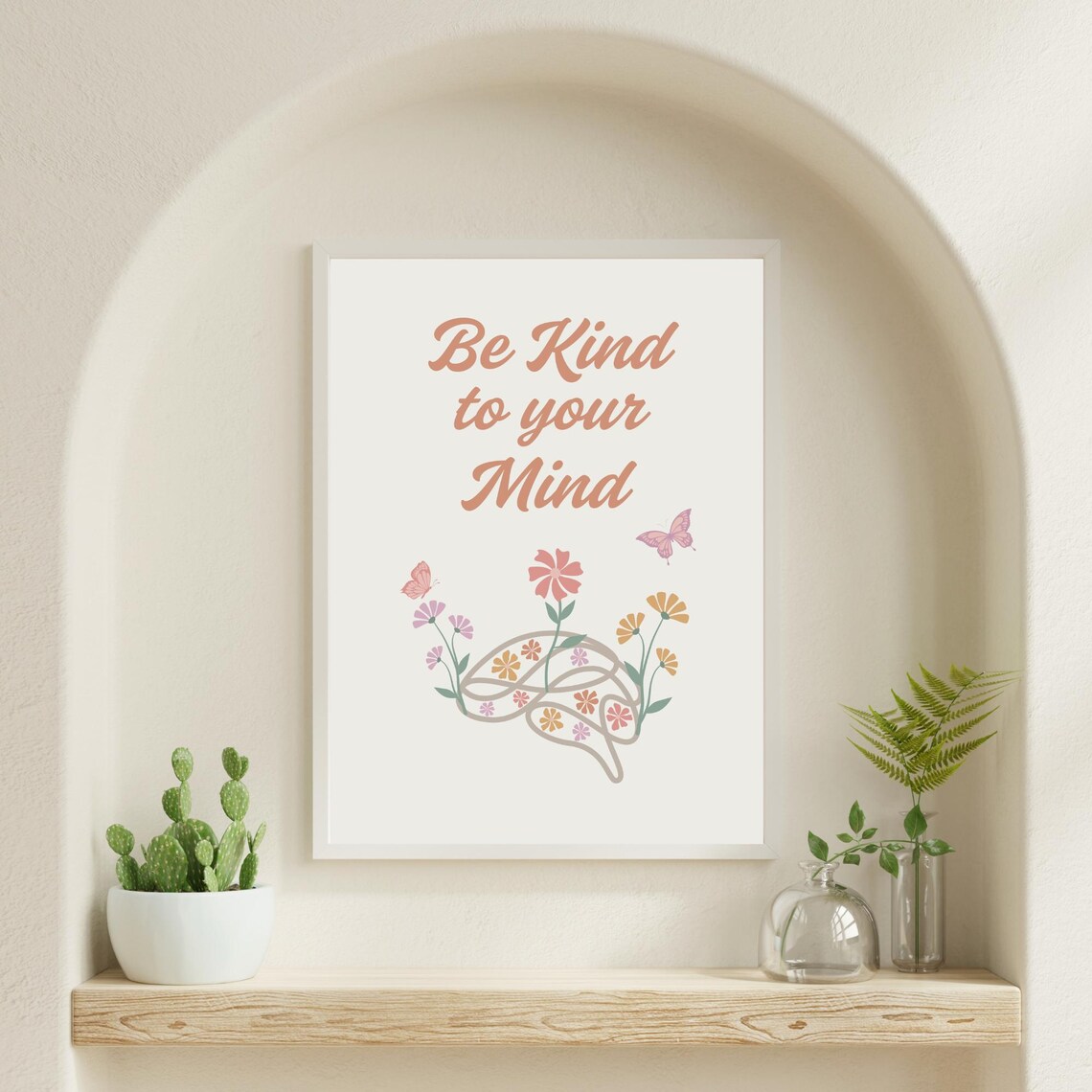 Be Kind to Your Mind Brain Line Art Floral Therapy Office Poster - Image 5