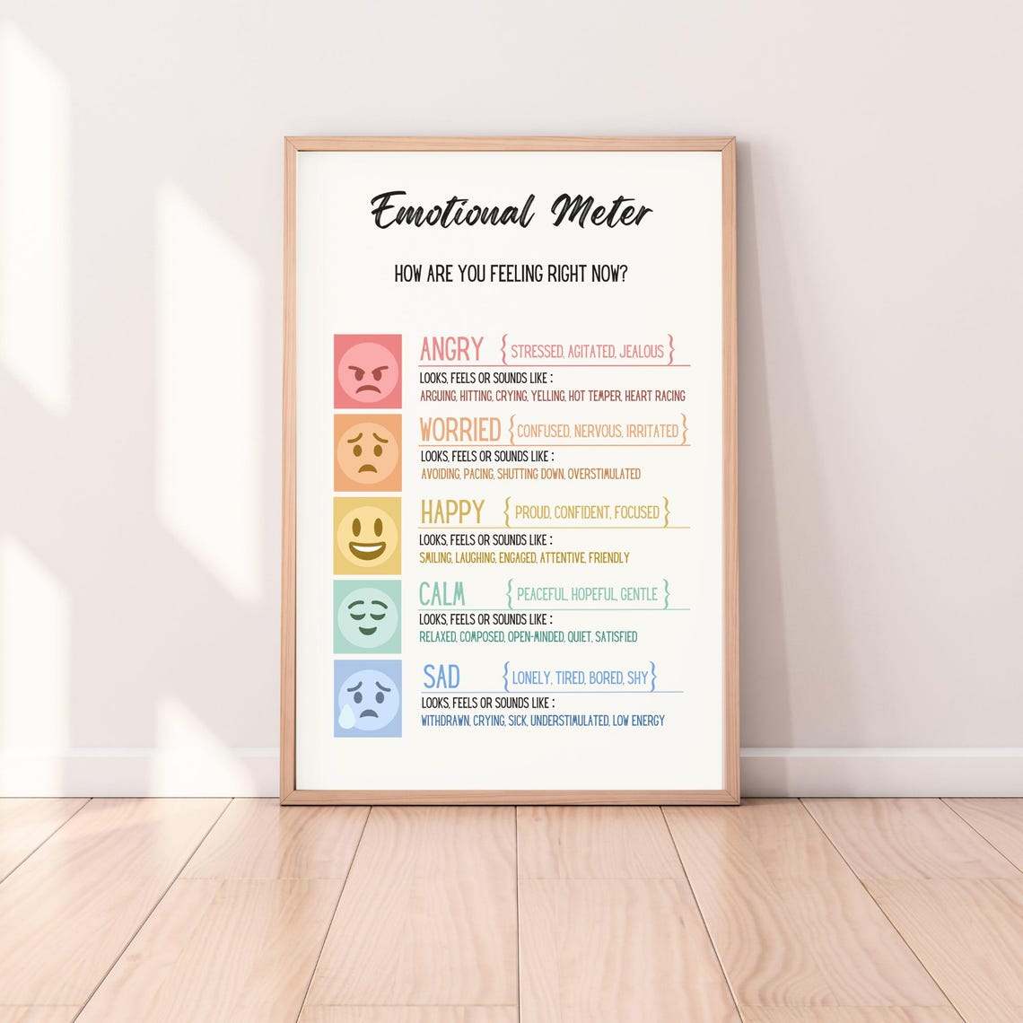 Emotional Meter Feelings Chart Poster for Calm Down Corner Kids Room - Image 6
