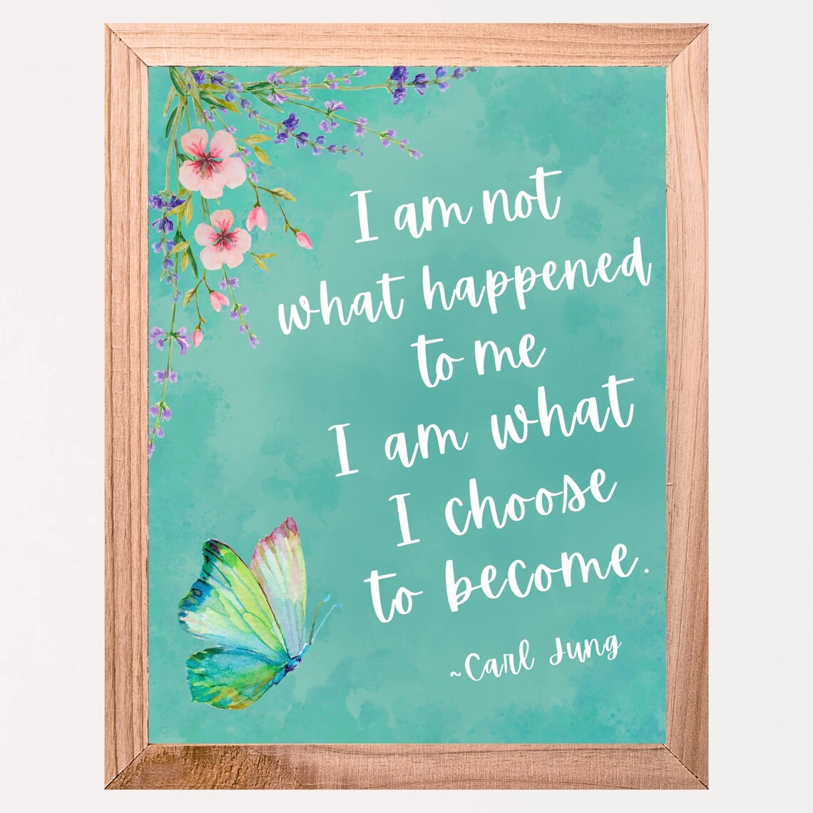 Carl Jung Quote I Am What I Choose to Become Teal Watercolor Poster - Image 6