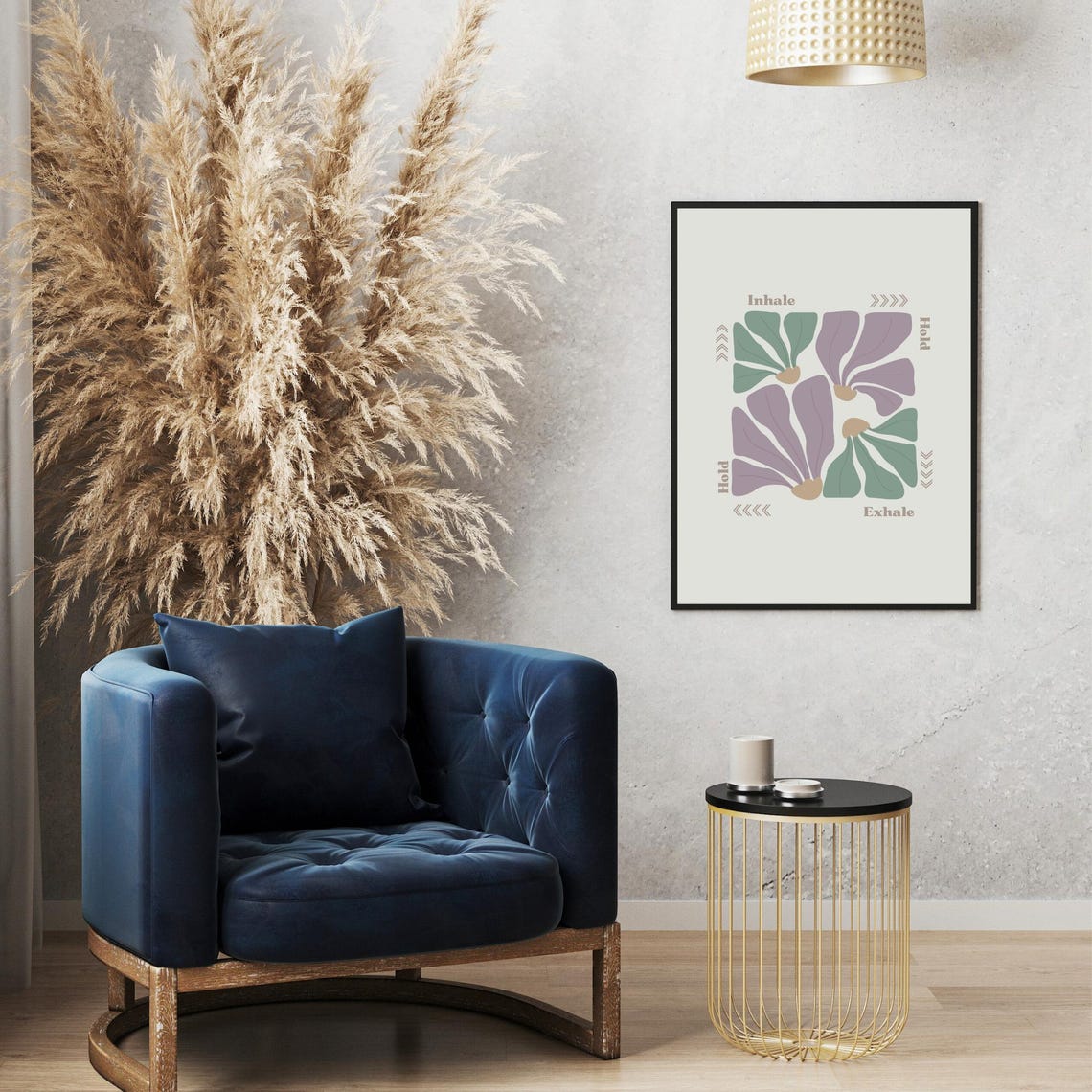 Mindful Box Breathing Poster Inhale Hold Exhale Hold Floral Guide - Image 3