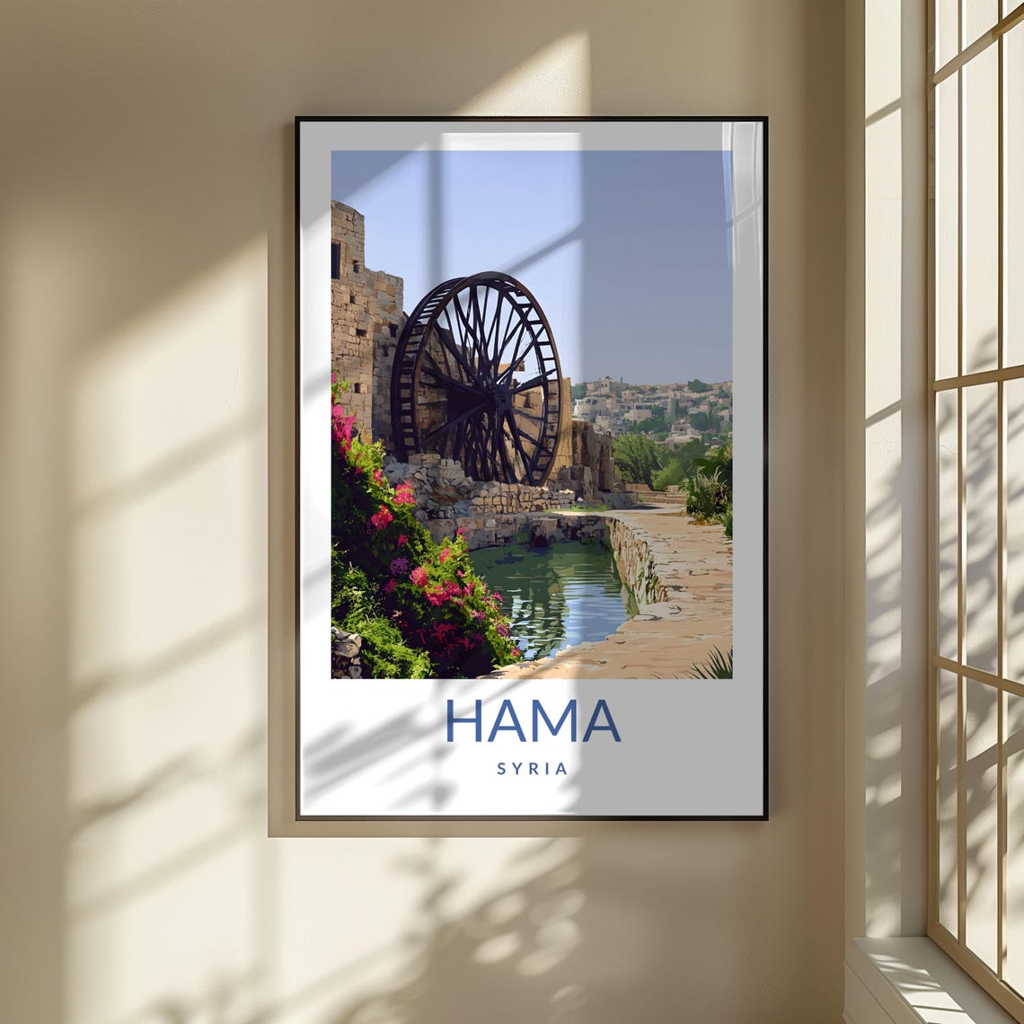 Hama Syria Historic Water Wheel Noria Landmark Travel Poster - Image 3