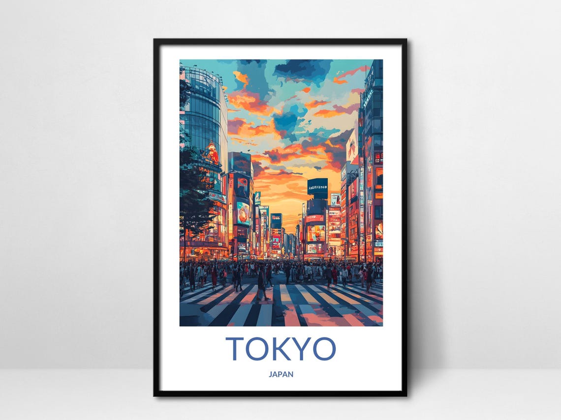 Tokyo Japan Travel Poster Cityscape Tokyo Print Tokyo Gift Tokyo Art Tokyo Decor Shibuya Crossing Japan Wall Art
