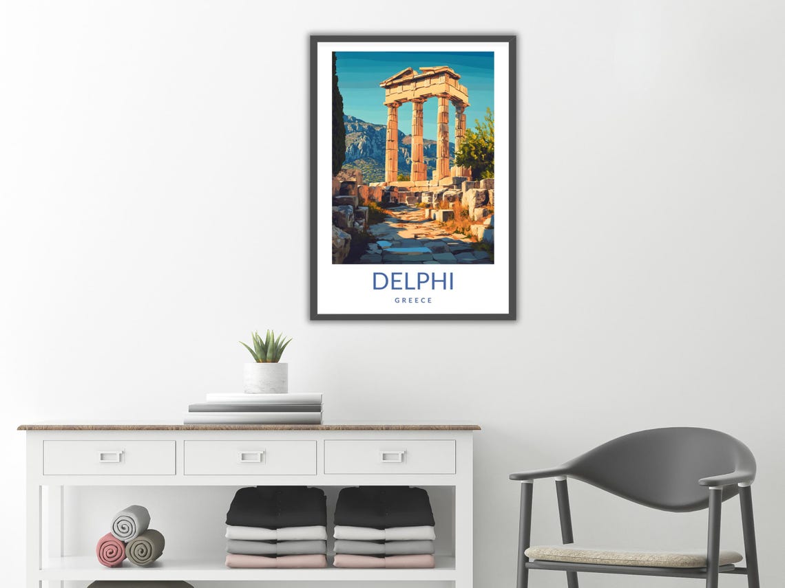 Delphi Greece Ancient Ruins Poster Greek Temple Travel Vintage Artwork - Image 2