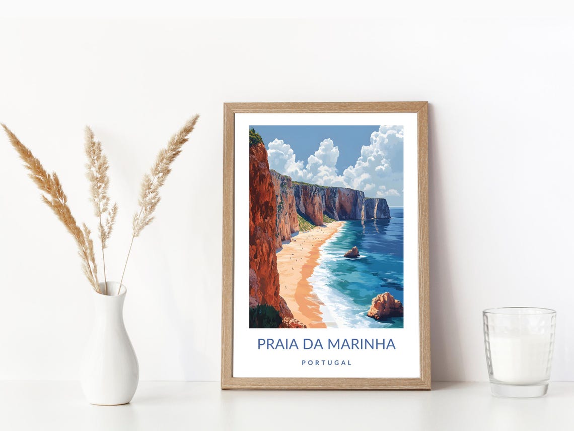 Praia da Marinha Portugal Coastal Cliffs Beach Travel Poster - Image 3