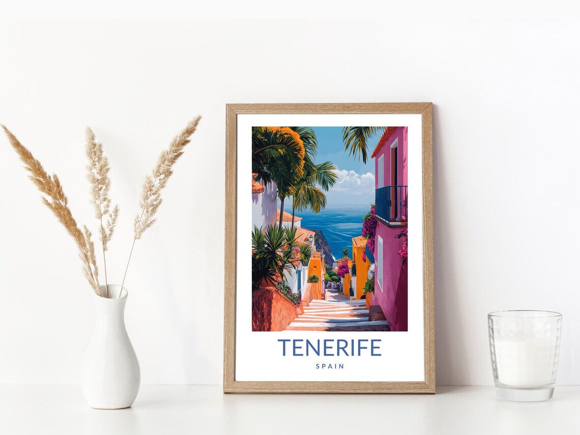 Tenerife Poster Spain Travel Art Print Colorful Streets Tenerife Gift Perfect For Travelers Home Dcor Art Gift For Island Lovers - Image 3