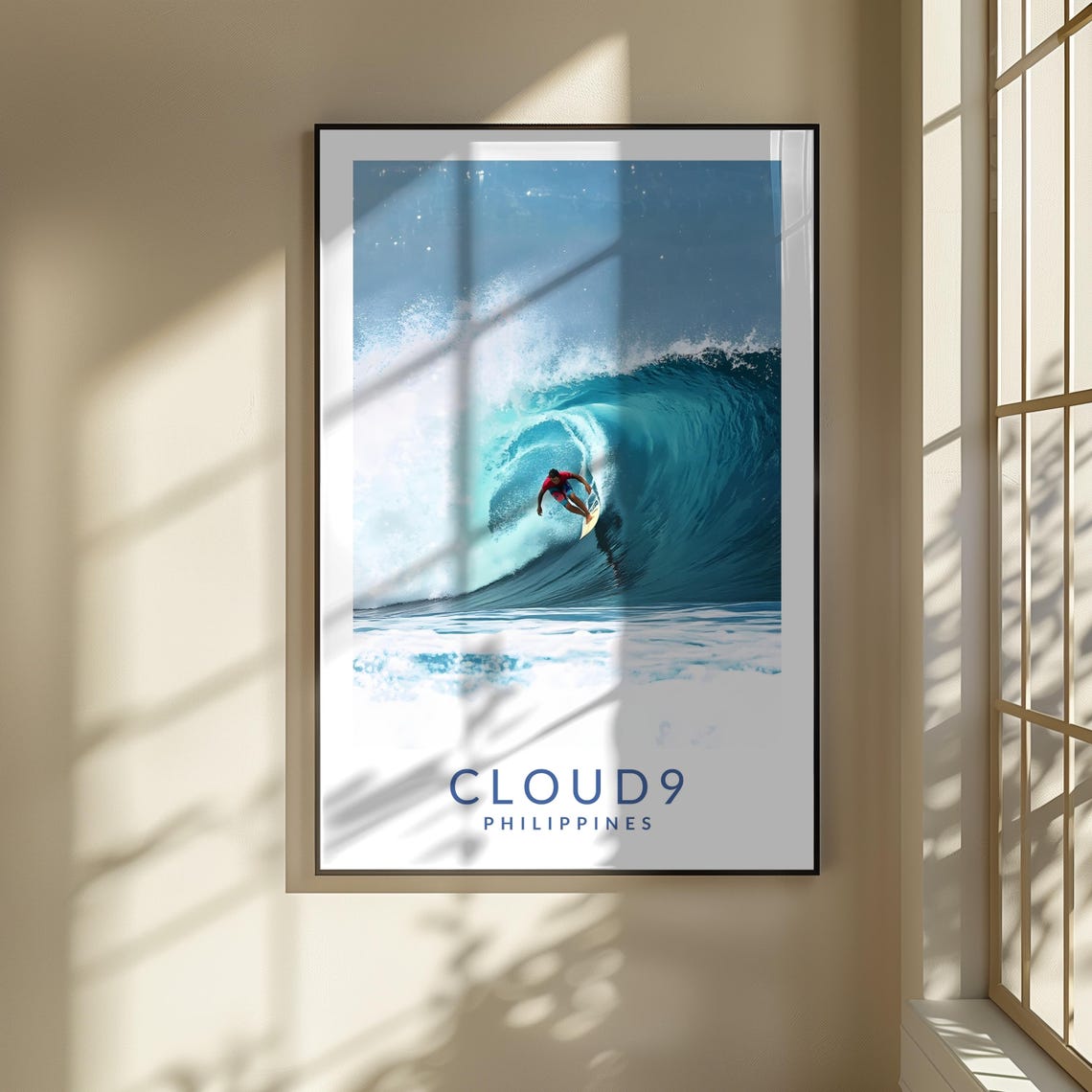Cloud 9 Philippines Big Wave Barrel Surfer Action Travel Poster - Image 3