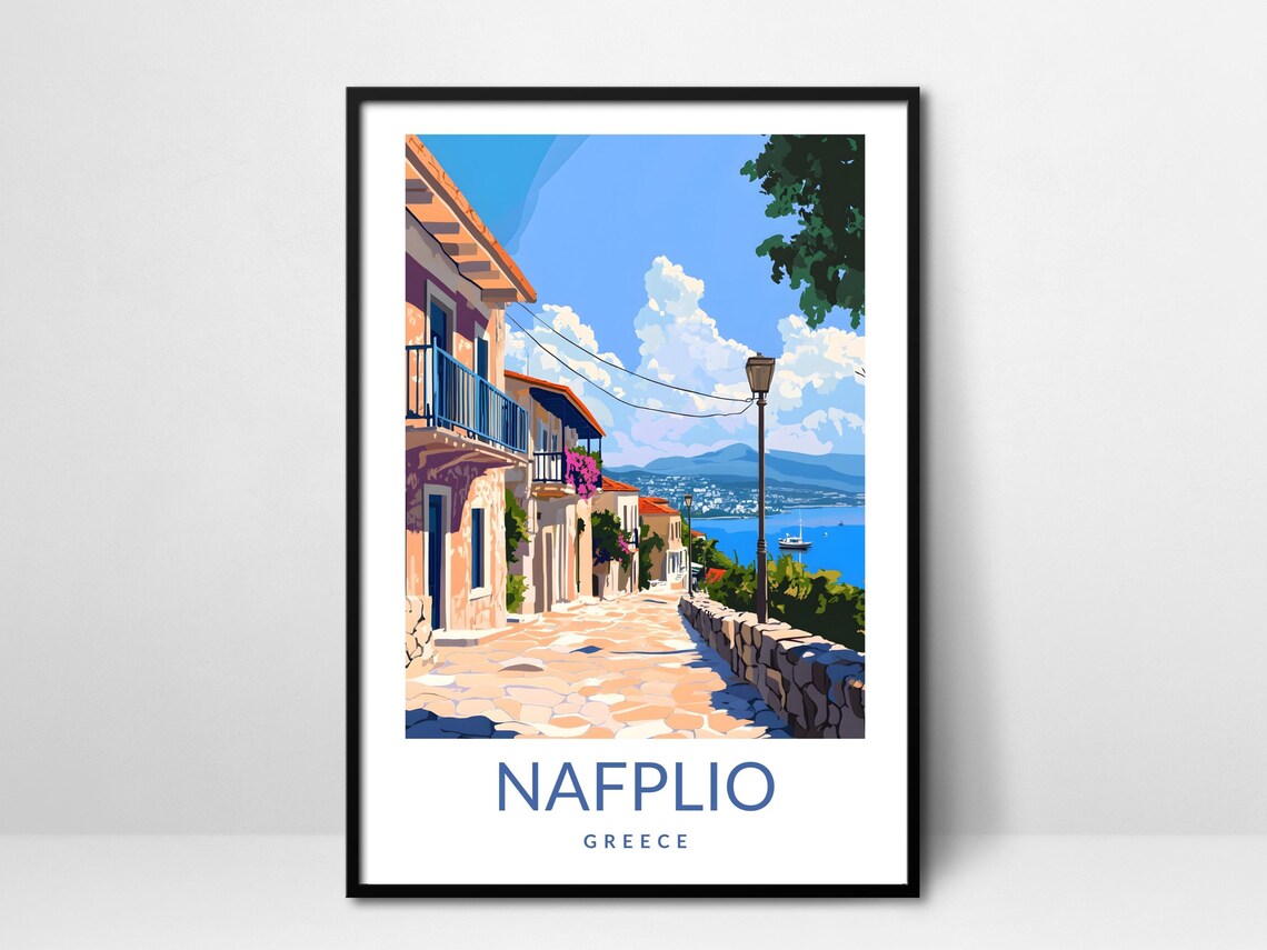 Nafplio Greece Old Town Vintage Travel Poster Seaside Street Art