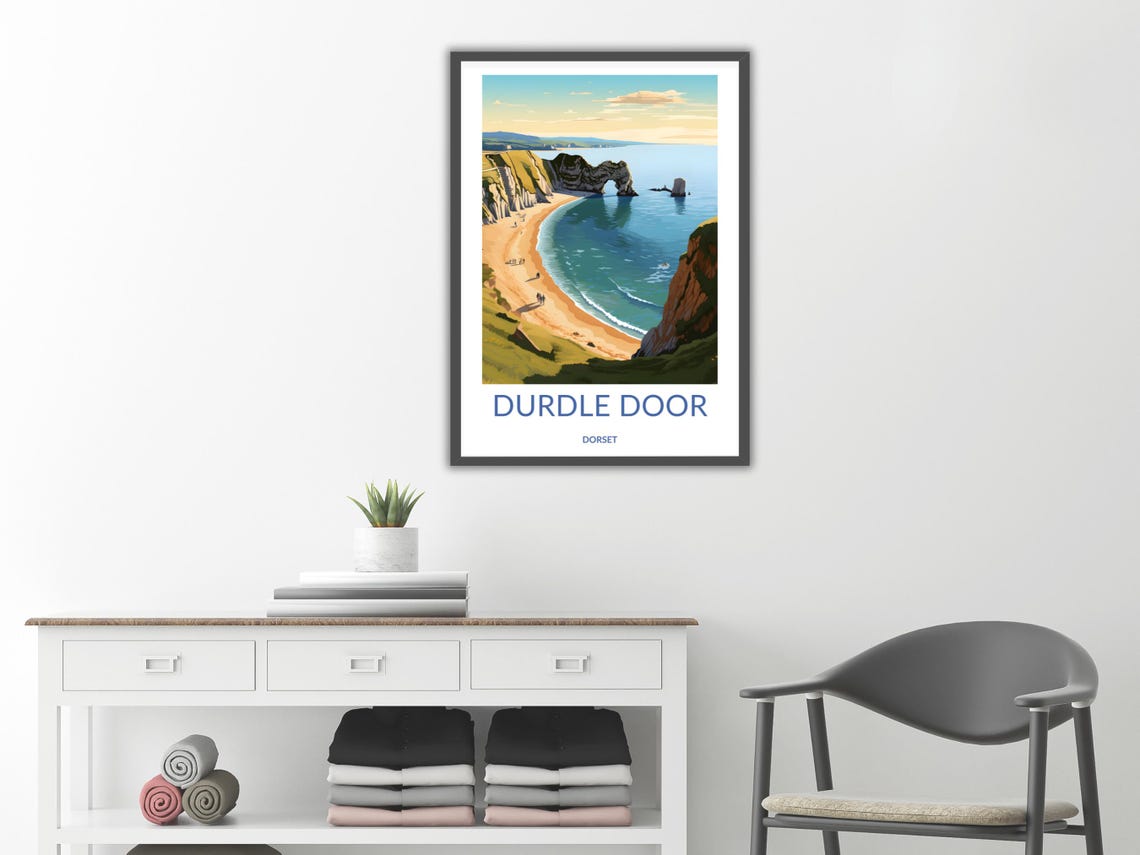 Durdle Door Dorset Beach Arch Sunny Day Coastline Art Poster - Image 2