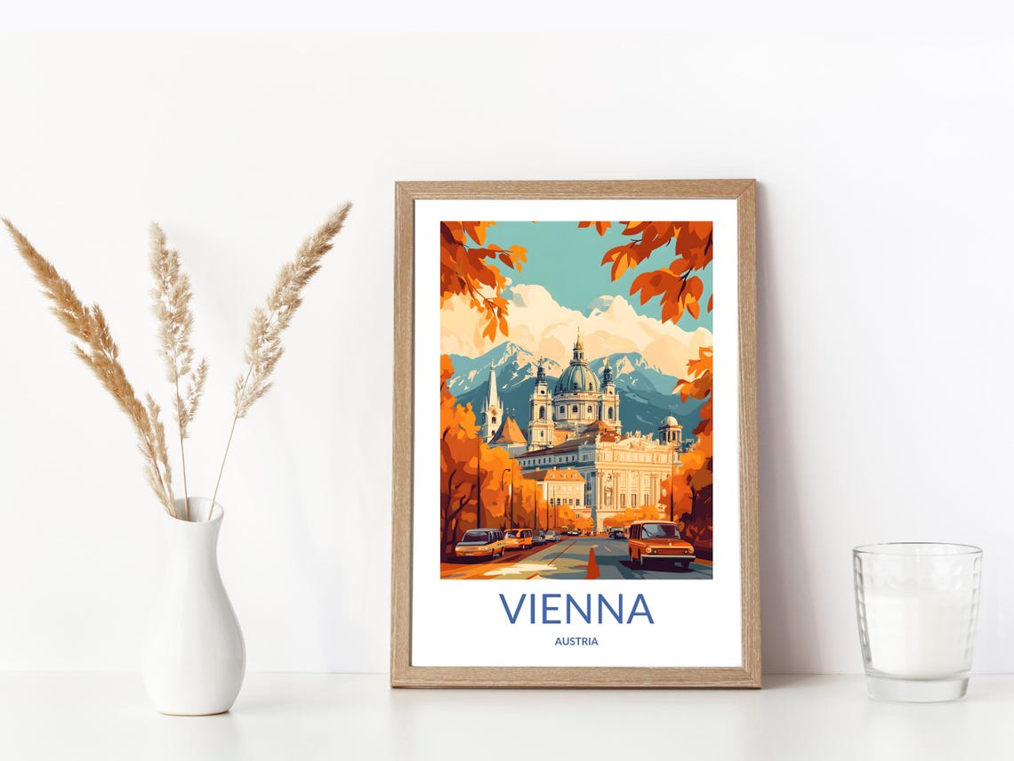 Vienna Austria Skyline Cathedral Dome Autumn Streets Travel Poster - Image 3