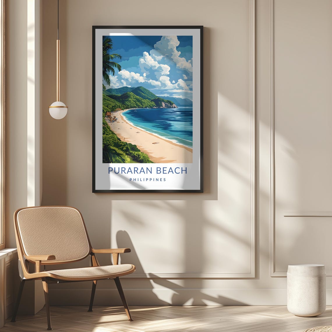 Puraran Beach Philippines Green Hills Crescent Bay Travel Poster - Image 2