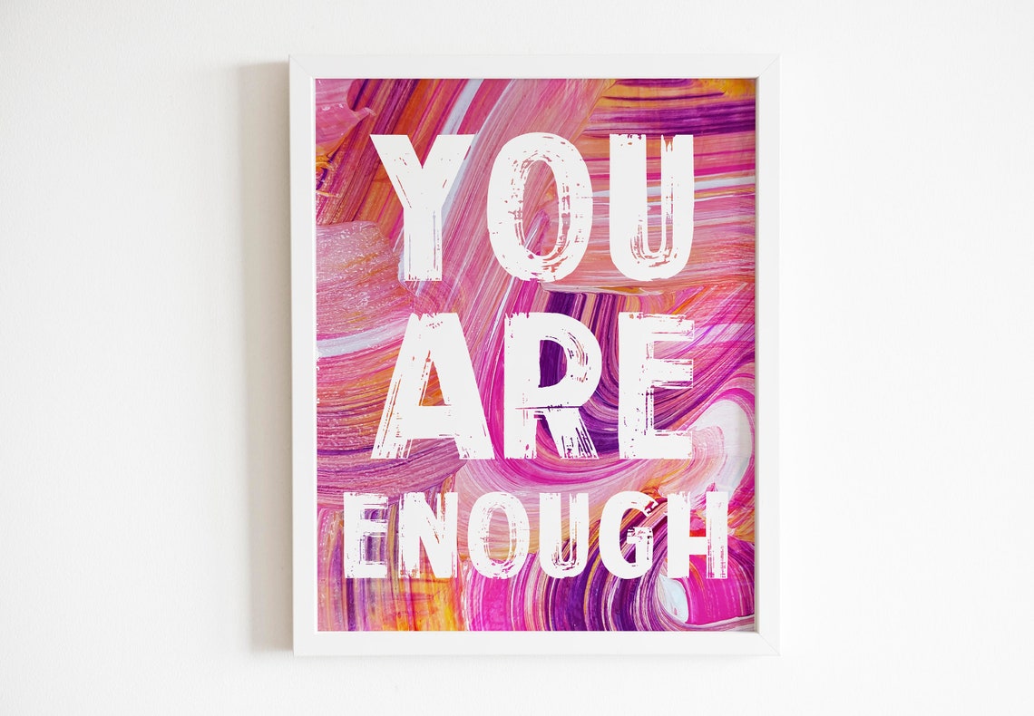 You Are Enough Bold Pink Abstract Paint Swirl Inspirational Poster - Image 3