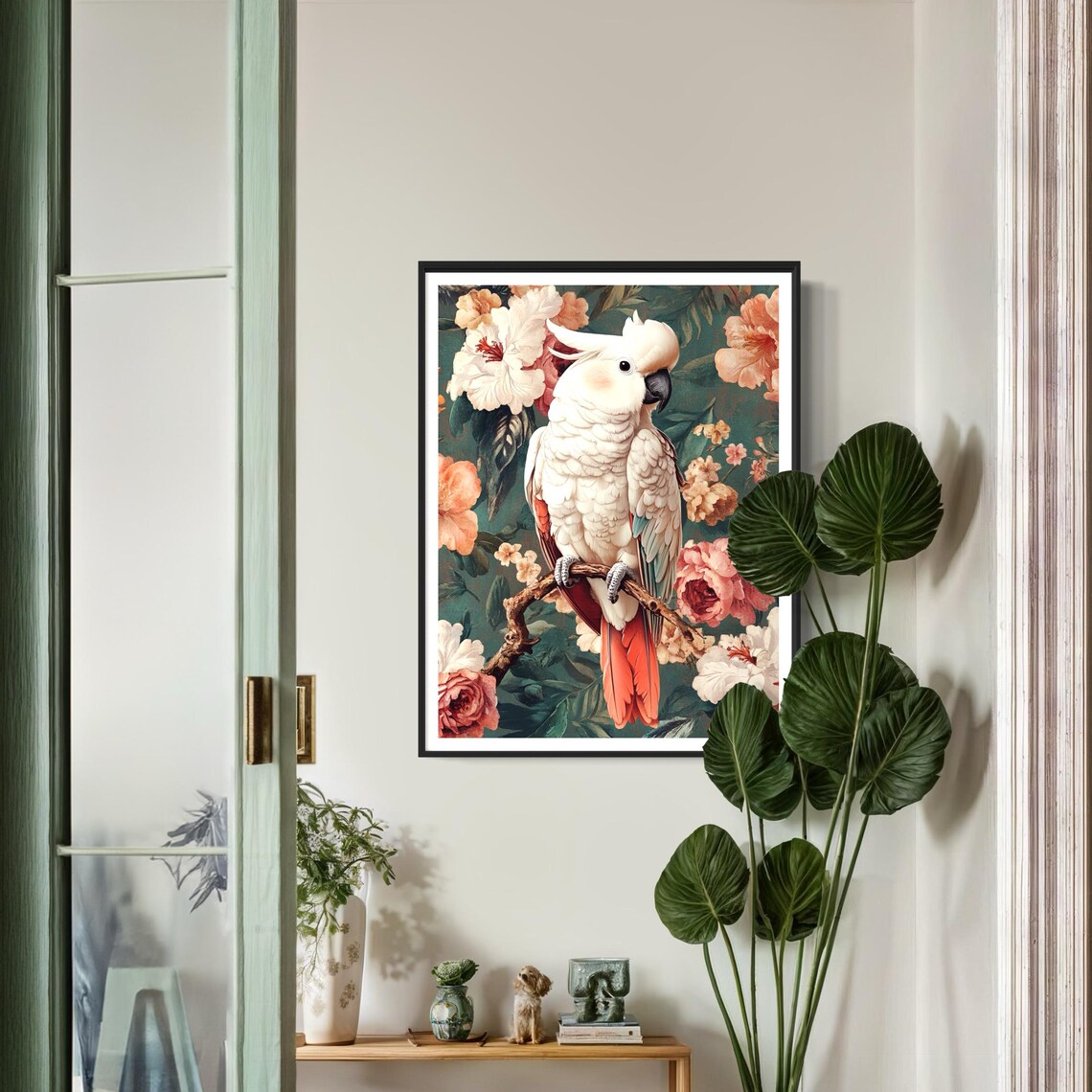 White Cockatoo Vintage Style Tropical Bird Art Print - Image 4