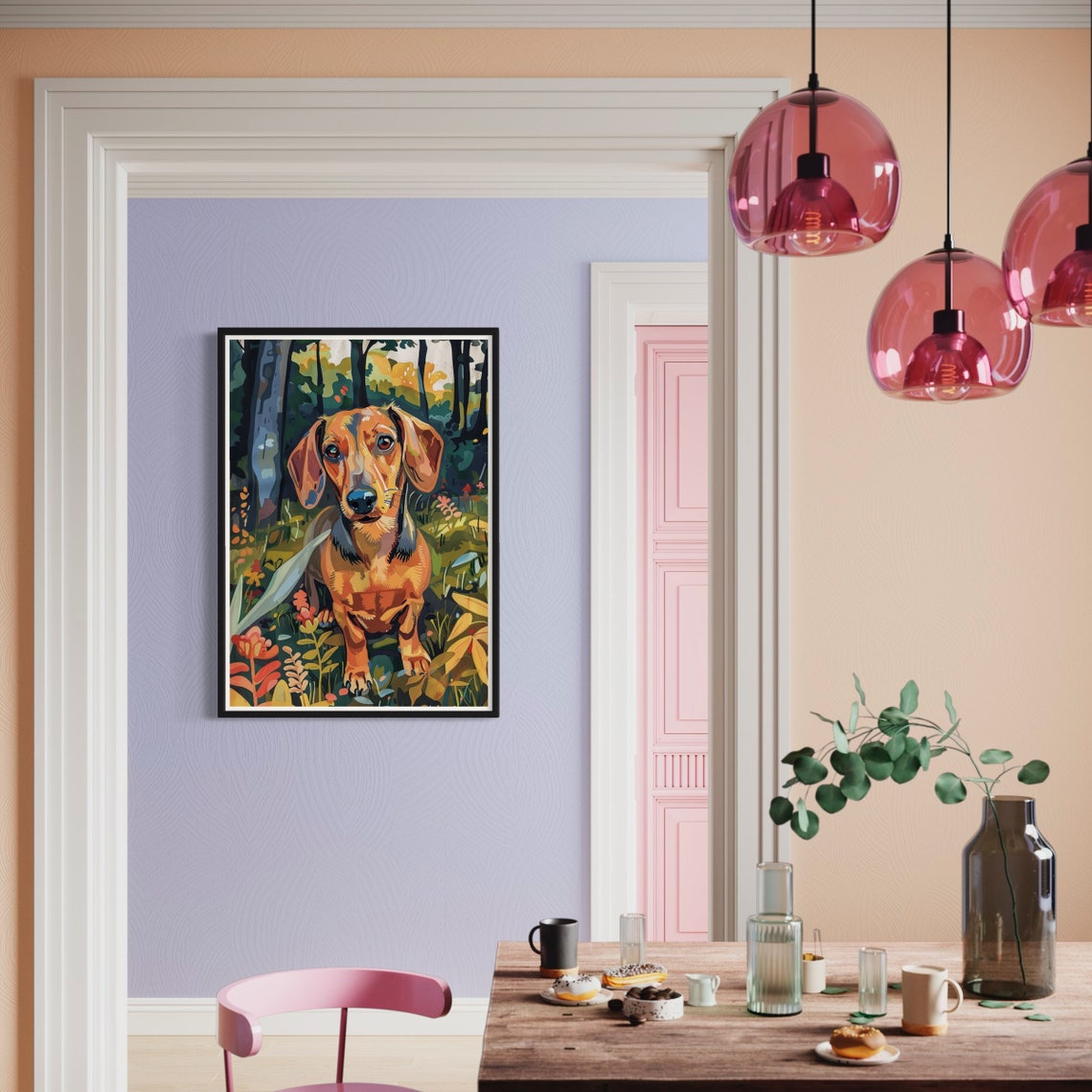 Red Dachshund Art Print Sausage Dog Painting Cute Dog Artwork Miniature Dachshund Wiener Dog Doxie Decor Dog Lover Gift Dachshund Gifts - Image 4
