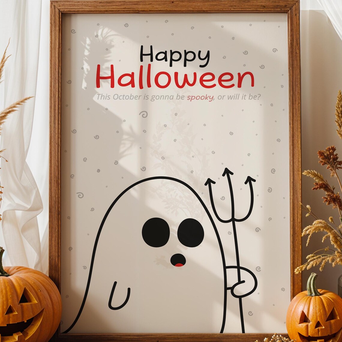 Happy Halloween Cute Ghost Minimalist Kids Party Decor Poster