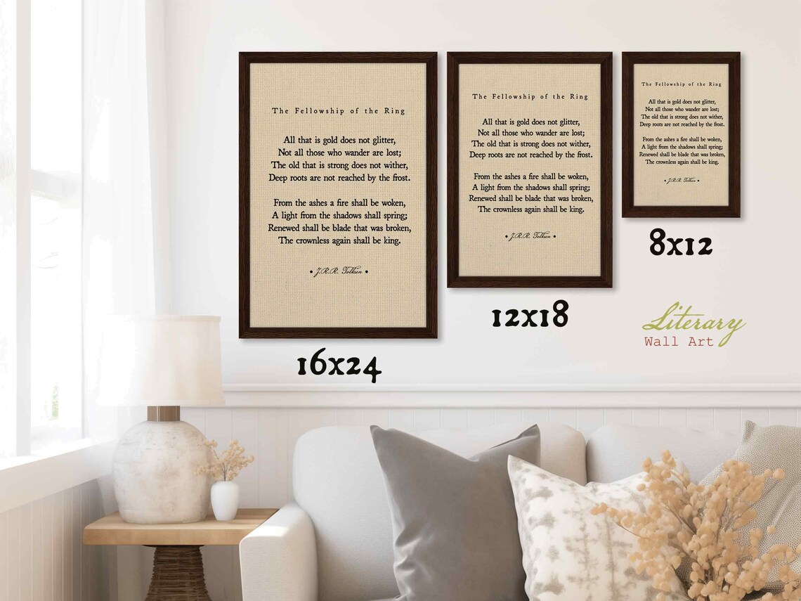 JRR Tolkien Quote Print "All That Is Gold Does Not Glitter" Natural Linen Design - Image 4