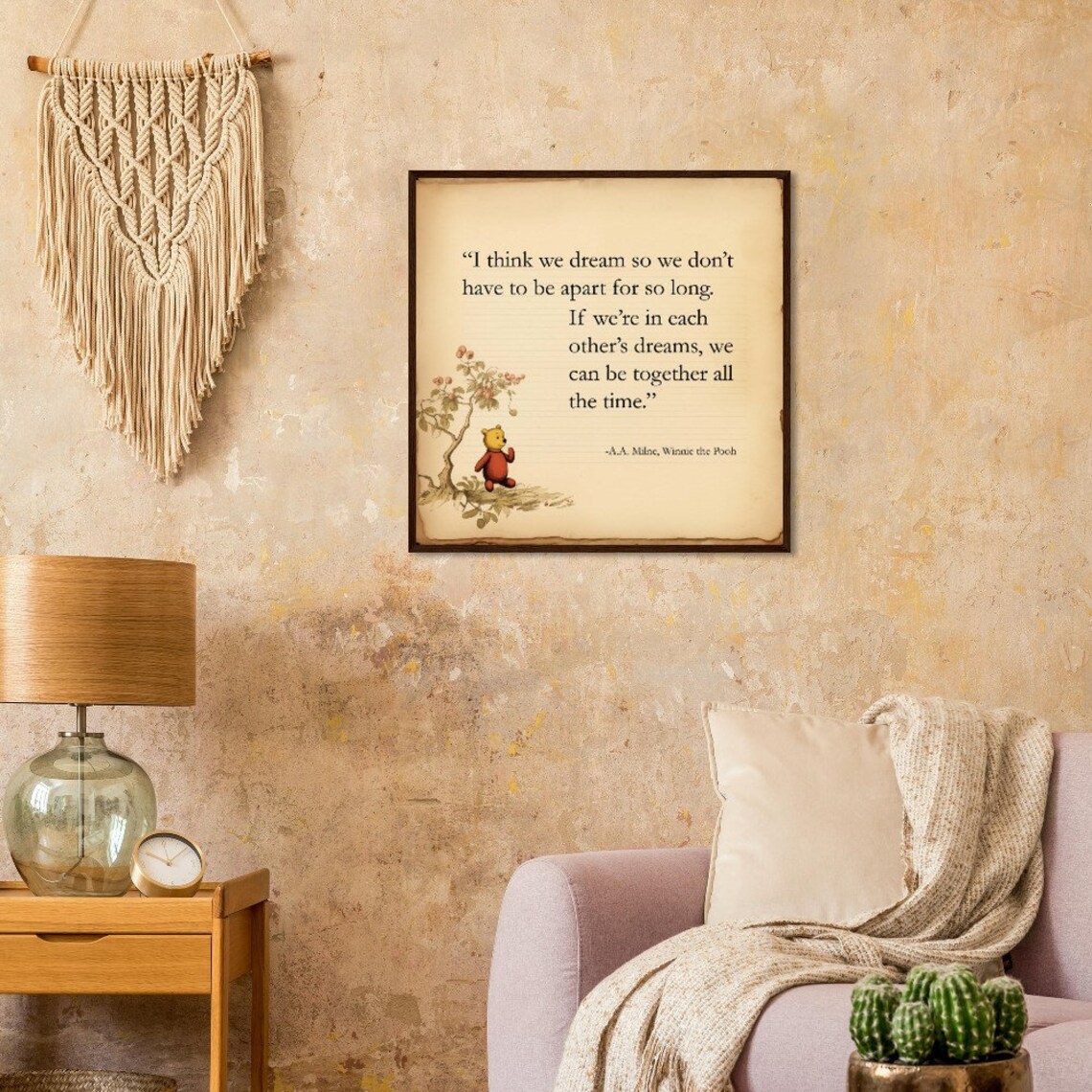 Winnie the Pooh Dream Together Quote Vintage Book Page Poster - Image 2