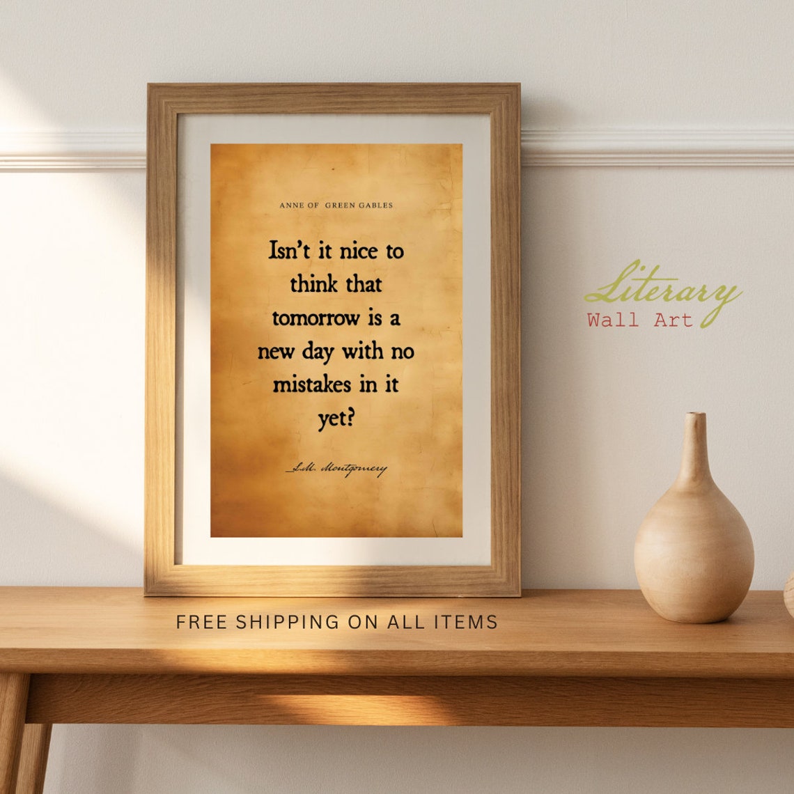 LM Montgomery Anne Of Green Gables Quote Print "Tomorrow Is A New Day"