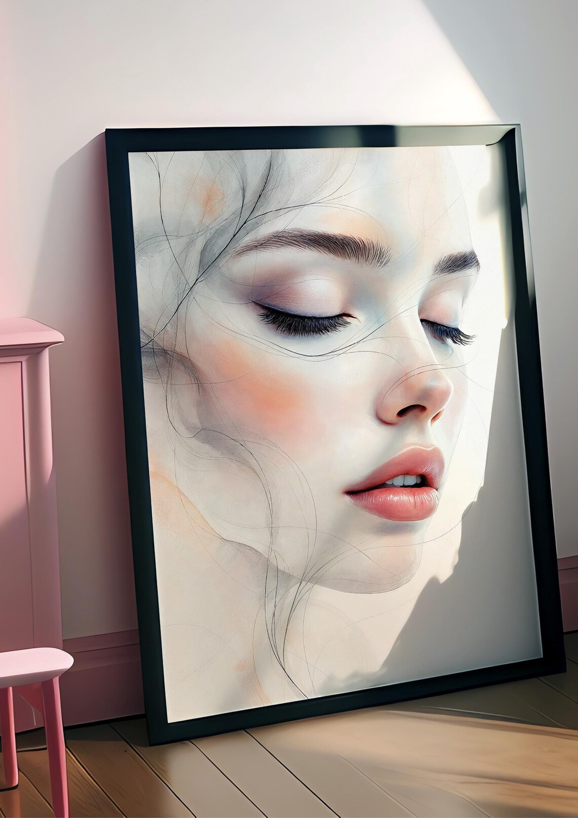 Ethereal Flow Minimalist Abstract Portrait