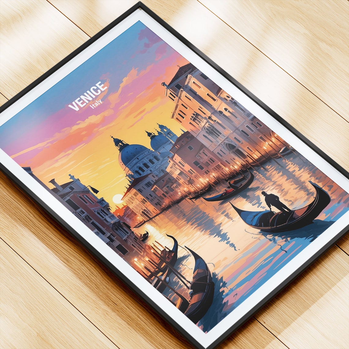 Venice Italy Grand Canal Gondolas Sunset Domes Romance Poster - Image 4