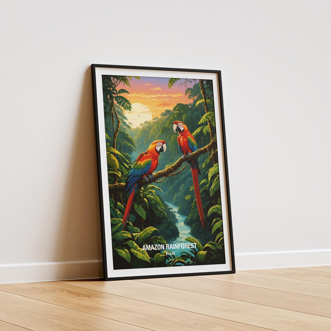 Amazon Rainforest Scarlet Macaws At Sunset Brazil Wildlife Poster - Image 5