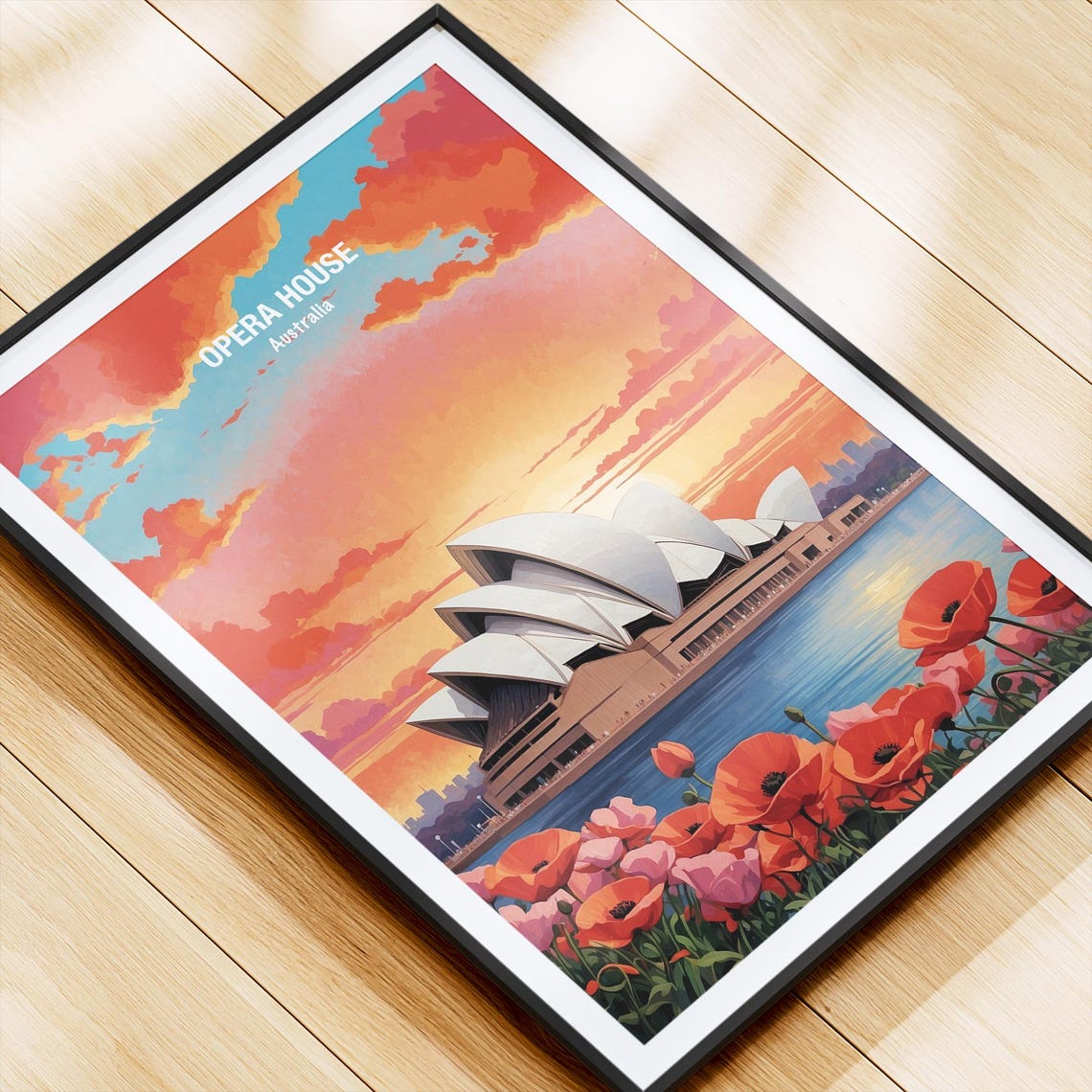 Australia Sydney Opera House Sunset Harbor Poppies Travel Poster - Image 4