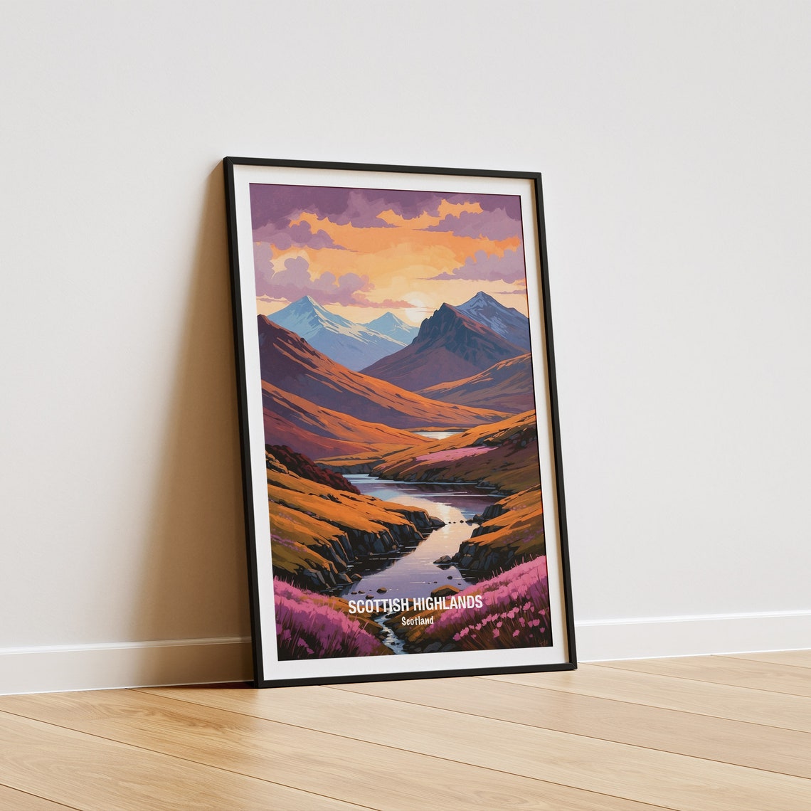 Scottish Highlands Sunset Glen Heather Scotland Travel Poster - Image 5